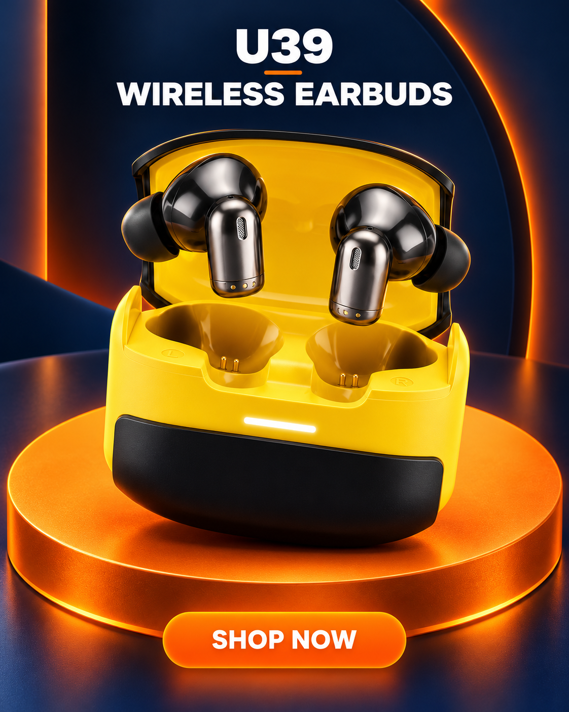 U39 Wireless Earbuds with Compact Charging Case