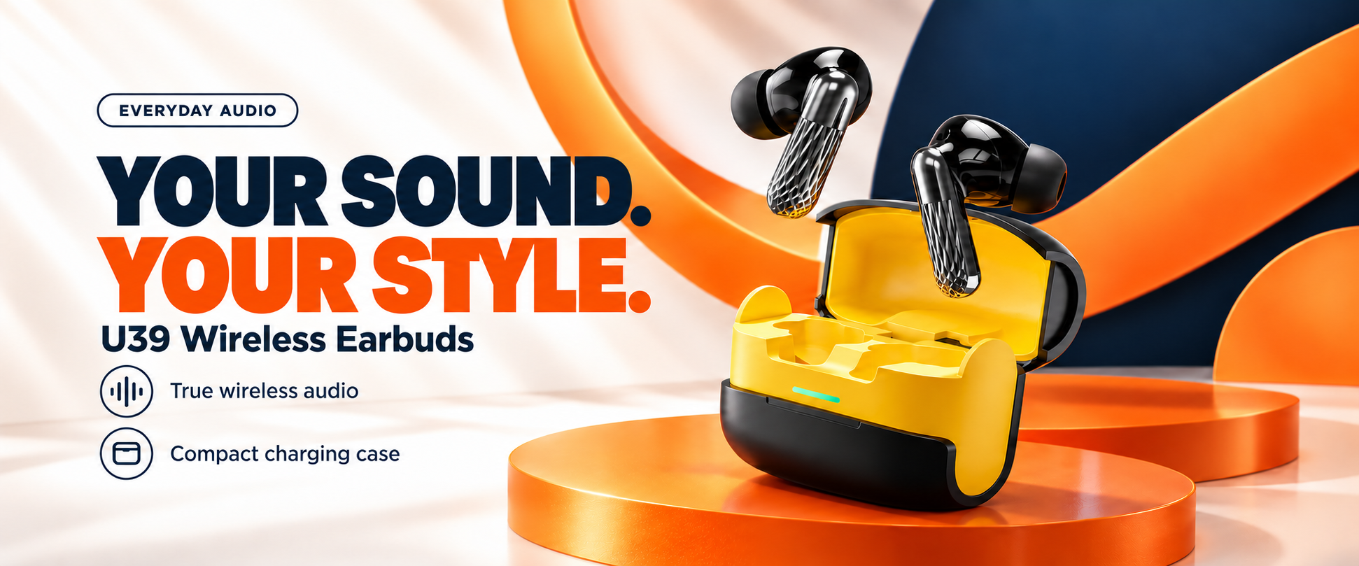 U39 Wireless Earbuds with Compact Charging Case